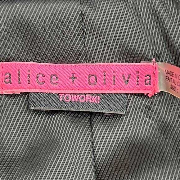 Alice & Olivia Black Shawl Collar Blazer Ruched Sleeves Black - Picture 3 of 8